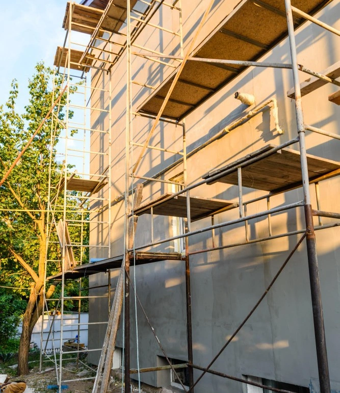 soft-story building framework strengthened with structural steel bracing